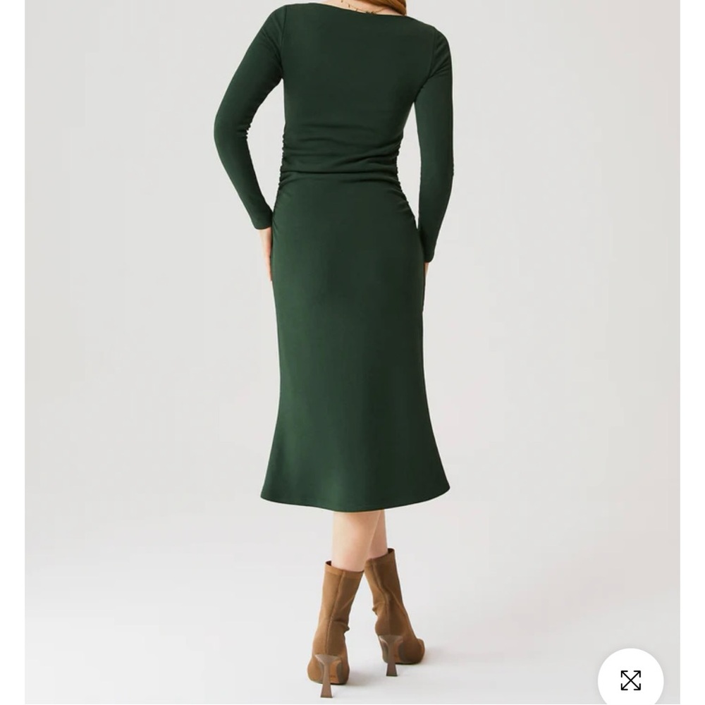 OGL Thermal Boatneck Ruched Sides Brain Midi Dress - Picture 3 of 11